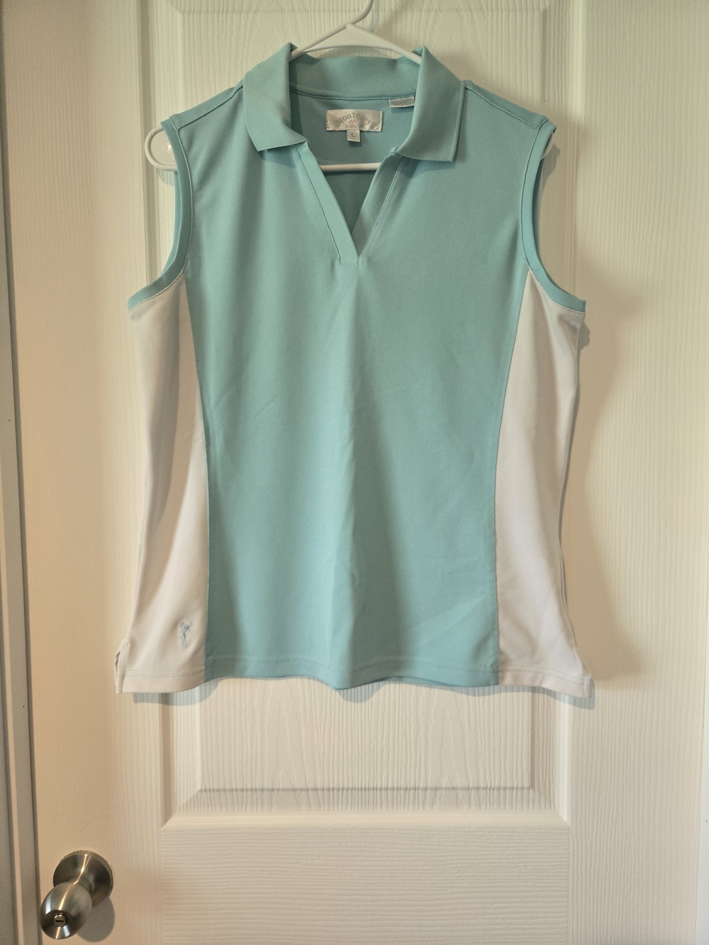 Montego Bay Club Seafoam & White Sleeveless Polo Tank